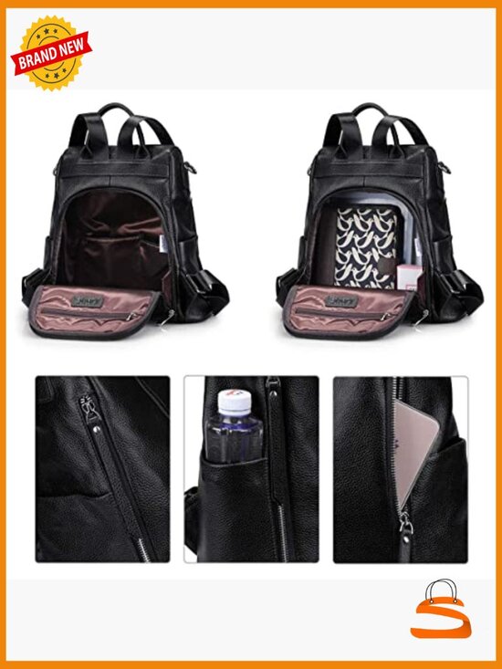 Leather Backpack Purse Women Anti-Theft Rucksack Satchel Shoulder Bag